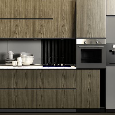 现代厨房 厨柜 厨具组合