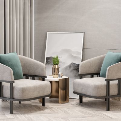 现代休闲椅沙发组合 挂画