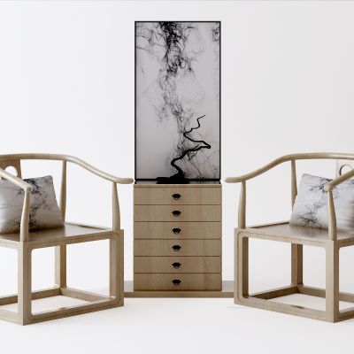 新中式休闲椅斗柜组合