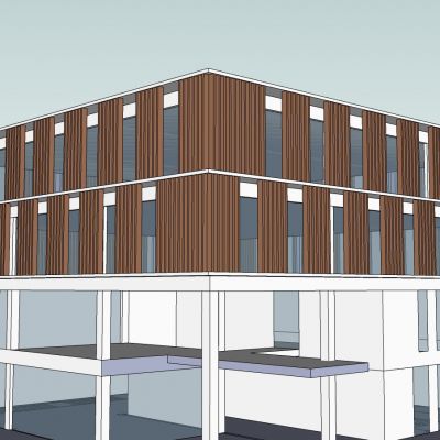 现代外观图书馆SU