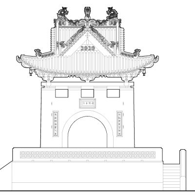 古建寺庙立面图