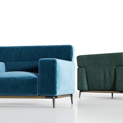 现代轻奢绒布单人沙发组合