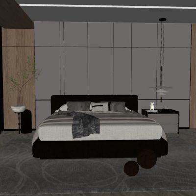 现代卧室SU模型