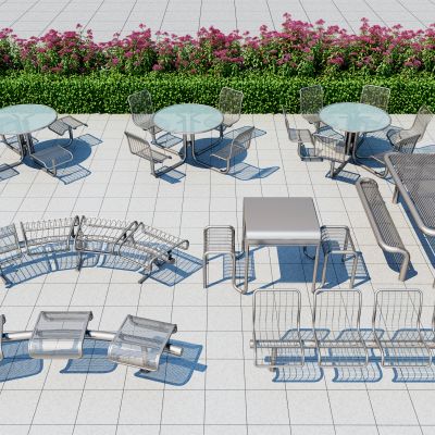 现代户外铁艺公共座椅