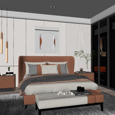 现代风格主卧SU模型