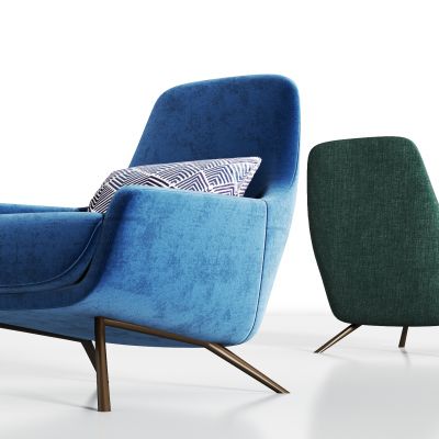 现代金属绒布休闲单椅