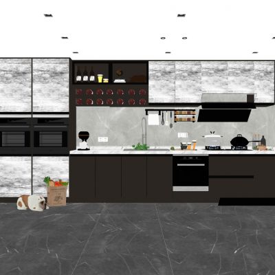 现代简约厨房SU模型