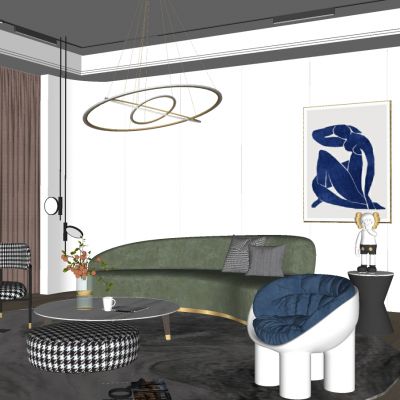 輕奢客廳SU模型