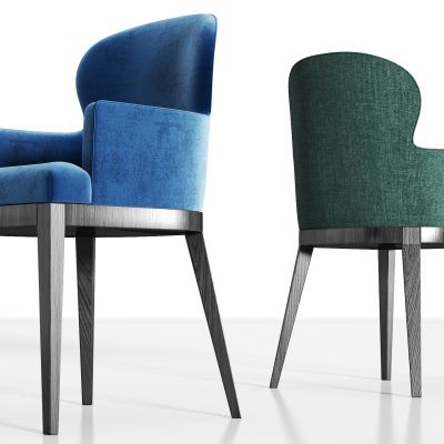 现代实木轻奢绒布单椅组合