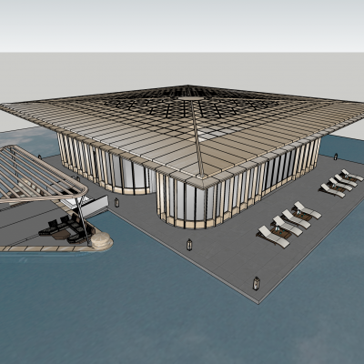 新中式景观廊架深化模型