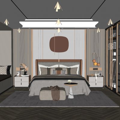 现代主人房SU模型