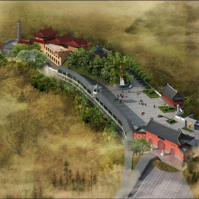 中式寺庙 中式古建筑 古建门头 塔楼