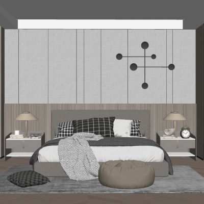 现代主卧SU模型