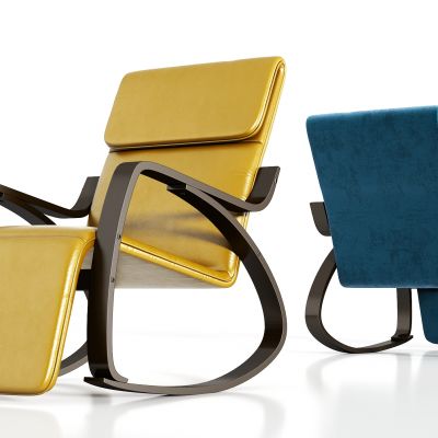 现代轻奢绒布皮革单椅组合