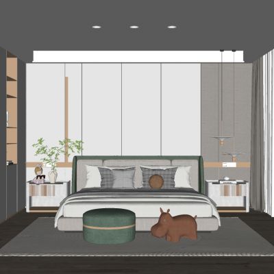 现代轻奢主卧SU模型