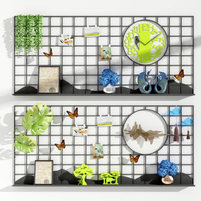 北欧铁艺墙饰 绿植 蝴蝶装饰 挂件组合