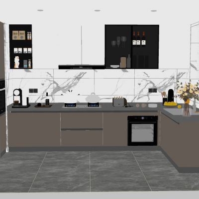 现代样板房厨房SU模型