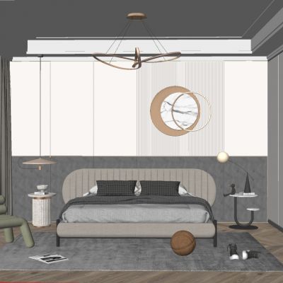 现代风格主卧SU模型