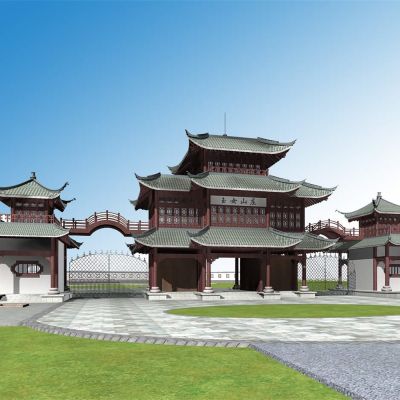 中式古建入口 大门中式牌楼 牌坊 中式古建筑