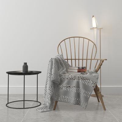 现代单椅 休闲椅 边几 挂画组合