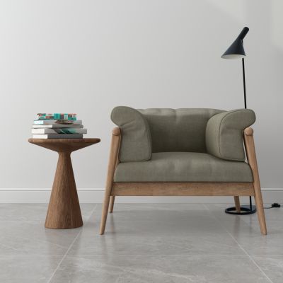 北欧现代单椅 休闲椅 角几 落地灯 摆件