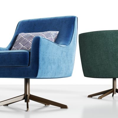 现代金属轻奢绒布单椅组合