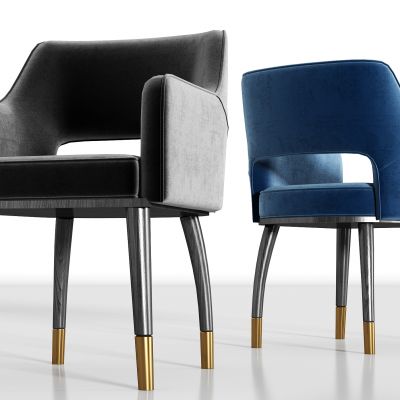 现代实木轻奢绒布单椅组合