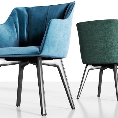 现代实木轻奢绒布单椅组合