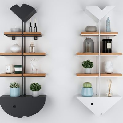 北欧鱼骨造型墙面 装饰架