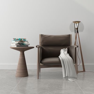 现代单椅 休闲椅 角几 落地灯组合