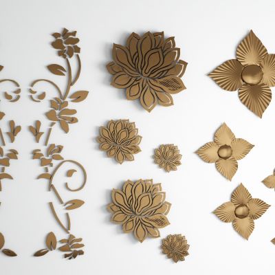 新中式金属花瓣墙饰挂件组合