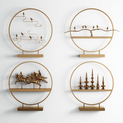 现代金属小鸟骑士城堡摆件组合