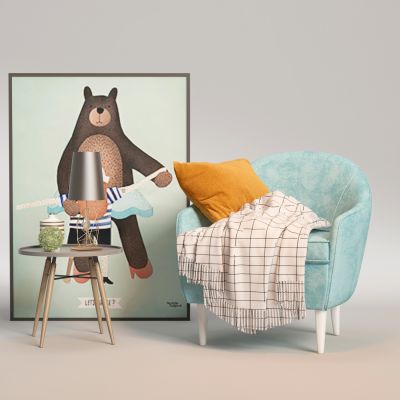 北欧单椅边几组合