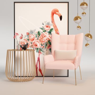 北欧单椅边几组合