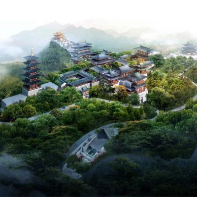 中式古建寺庙 中式庙宇古建筑群