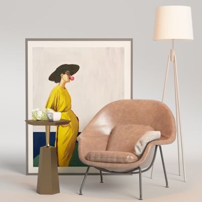 北欧单椅边几组合