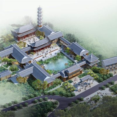 中式泰丰天池寺 中式古建寺庙 中式庙宇 古建筑群