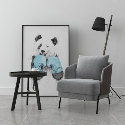 现代北欧单椅 休闲椅 角几 落地灯 摆件