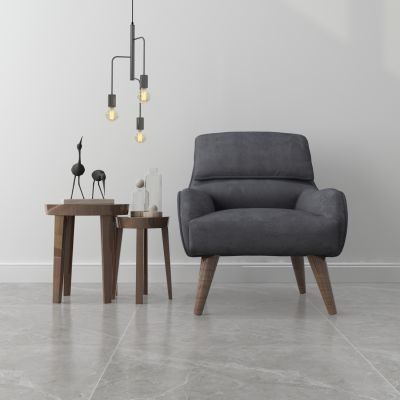 现代单椅休闲椅 角几 吊灯组合