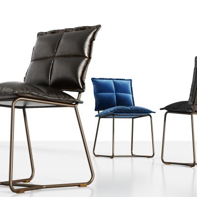现代金属皮革绒布单椅组合