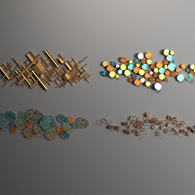 现代轻奢风墙饰组合 艺术金属挂件