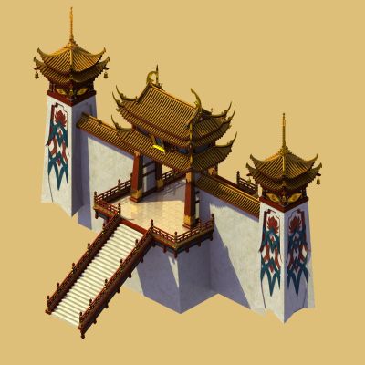 中式古建 宫殿 门楼 大门 屋檐 飞檐 天宫 景观小品 牌坊