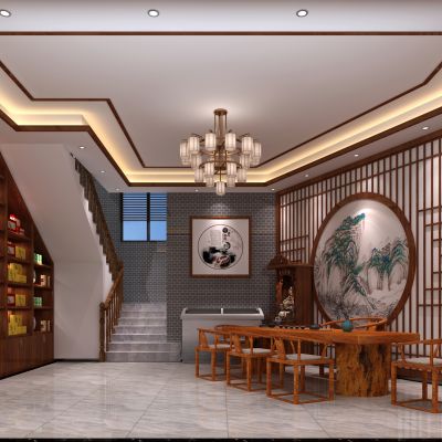新中式茶叶店 烟酒店 酒柜 店面