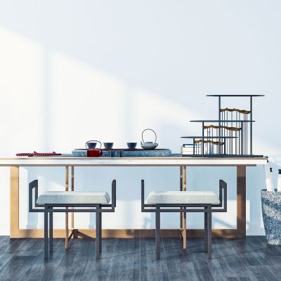 新中式书桌椅组合