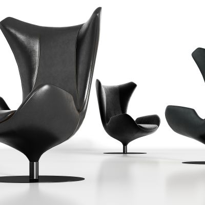 现代金属皮革绒布单椅组合