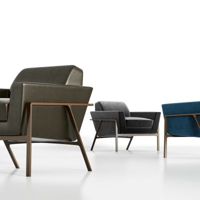 现代金属轻奢皮革绒布单椅组合