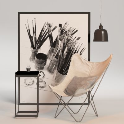 北欧单椅边几组合