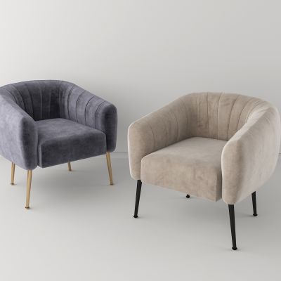 现代轻奢休闲椅 北欧绒布单人沙发