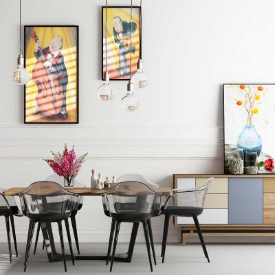 北欧休闲餐桌椅边柜组合