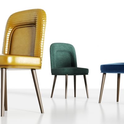 现代金属皮革绒布单椅组合